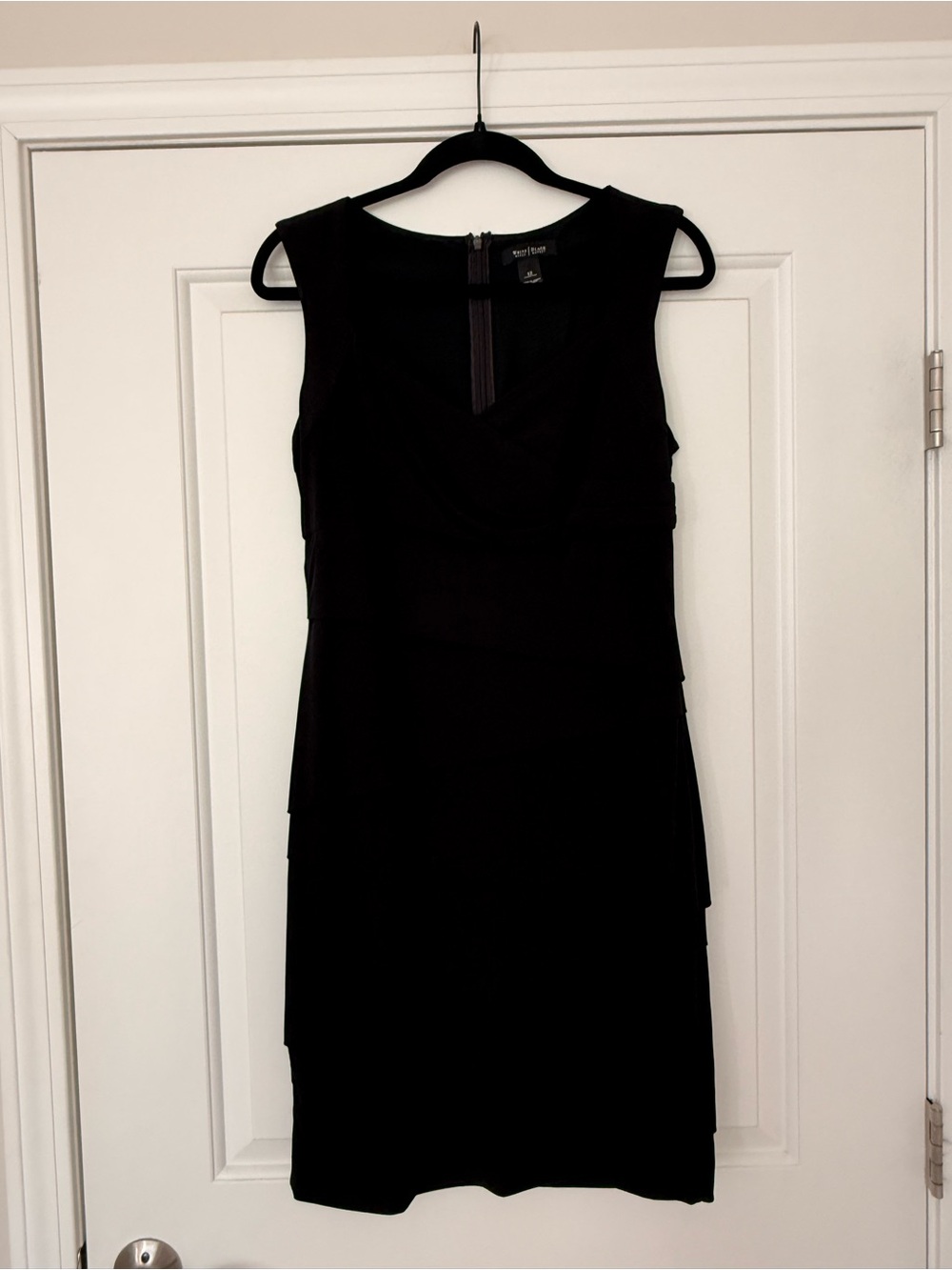 White House Black Market Black Sleeveless Tiered Midi Dress